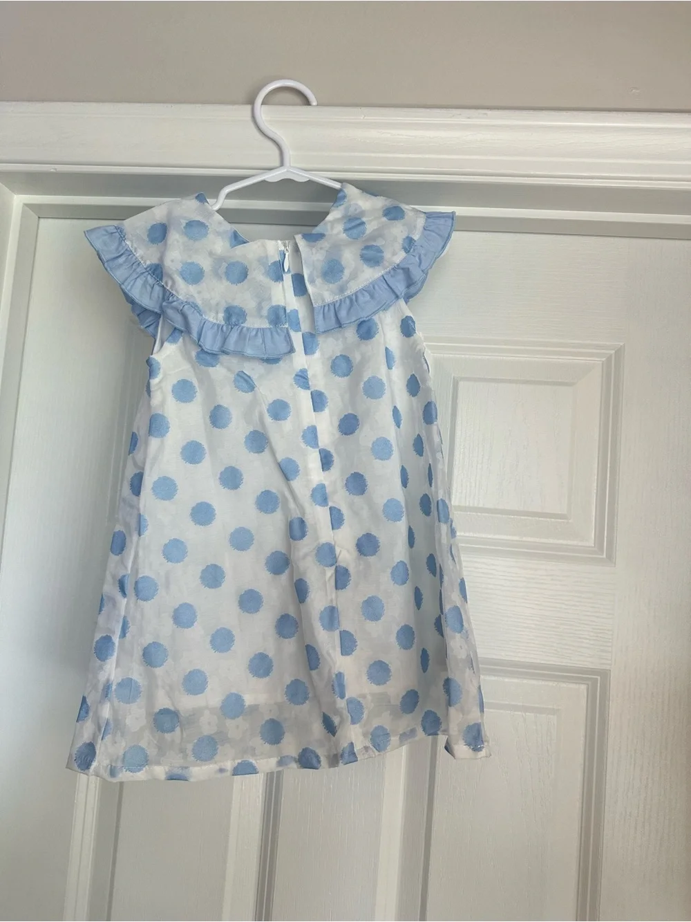 NWT Doe a Dear Blue Polka Dot Ruffle Collar Kids Boutique Dress